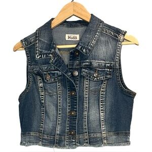 Mudd Cropped Blue Denim Stretch Vest